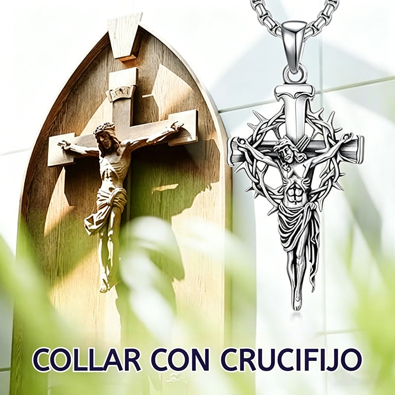 🔥【¡50% de descuento! ¡Solo hoy compra 1 y llévate 1 gratis!】🔥Collar con colgante de cruz y halo de espinas