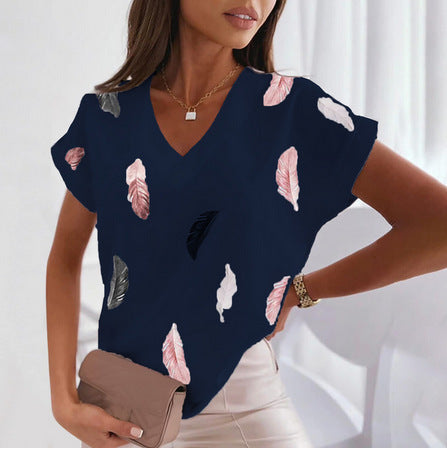 🎉🌈【Ograniczona ilość】🔥✨【S-6XL】2025 Lato Nowy Prosty Wygodny Miękki Damski T-shirt z nadrukiem 3D Piór