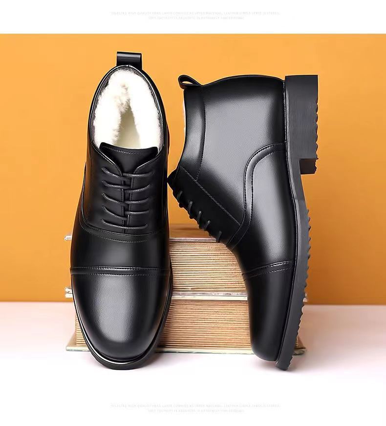 【50% ZNIŻKI】【39-44】Męskie zimowe skórzane buty z grubą i ciepłą podeszwą-3801464
