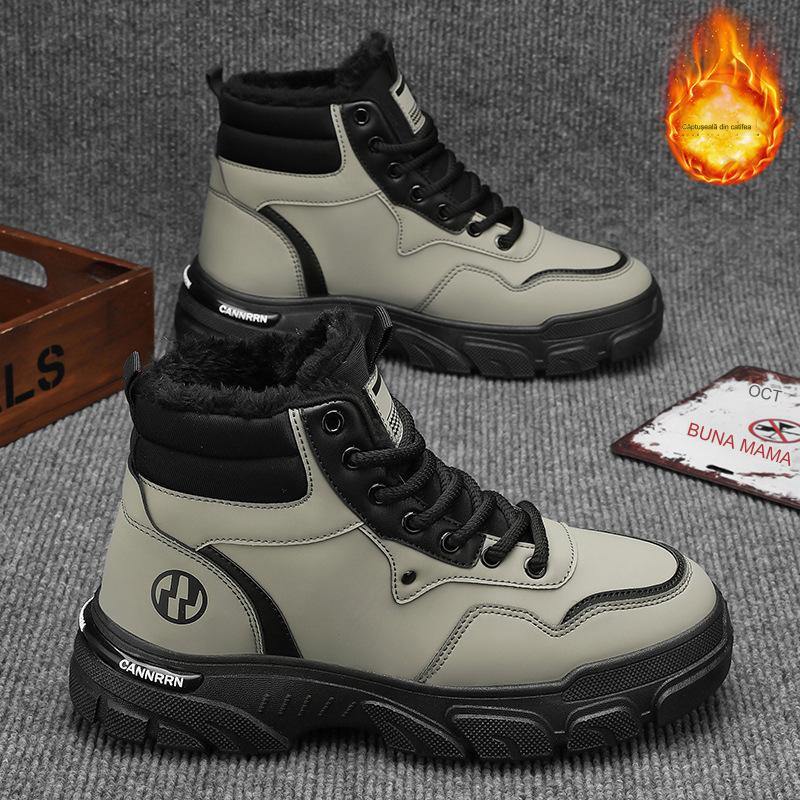 🔥🎉 【39-44】2024 nowa zimowa moda męska wszechstronne i modne aksamitne buty Martin z grubą podeszwą-3815329