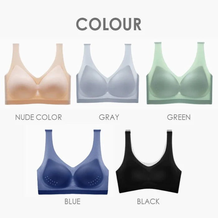 ✨🌈【M-5XL】【1 zestaw 5 sztuk】Nowy letni biustonosz z lodowego jedwabiu, chłodny, wygodny i oddychający