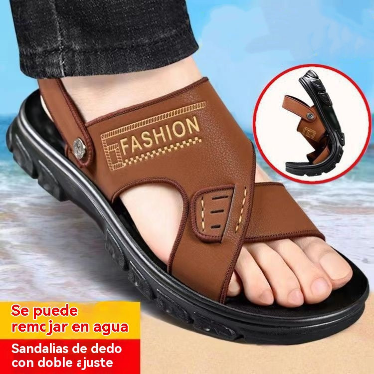 🐂⏳🔥【Nueva oferta al 50%】🔥【38-47】Nuevas sandalias de playa de cuero con suela gruesa para hombre.