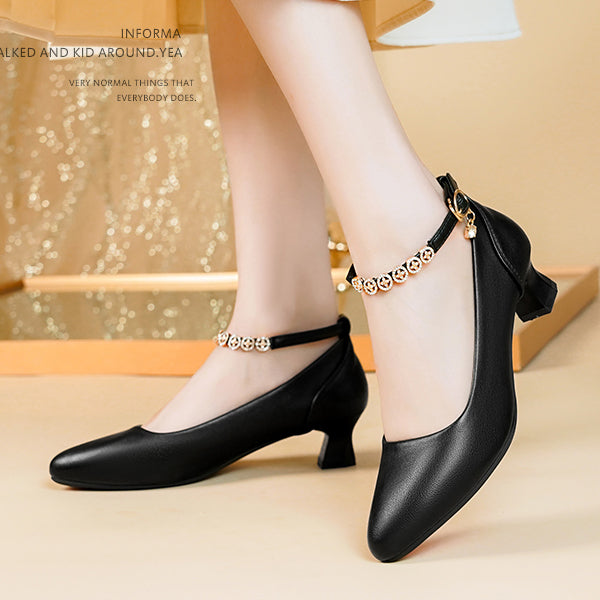 🔥【35-40】2025 Wiosenne nowe skórzane szpilki z czubkiem w szpic3889581