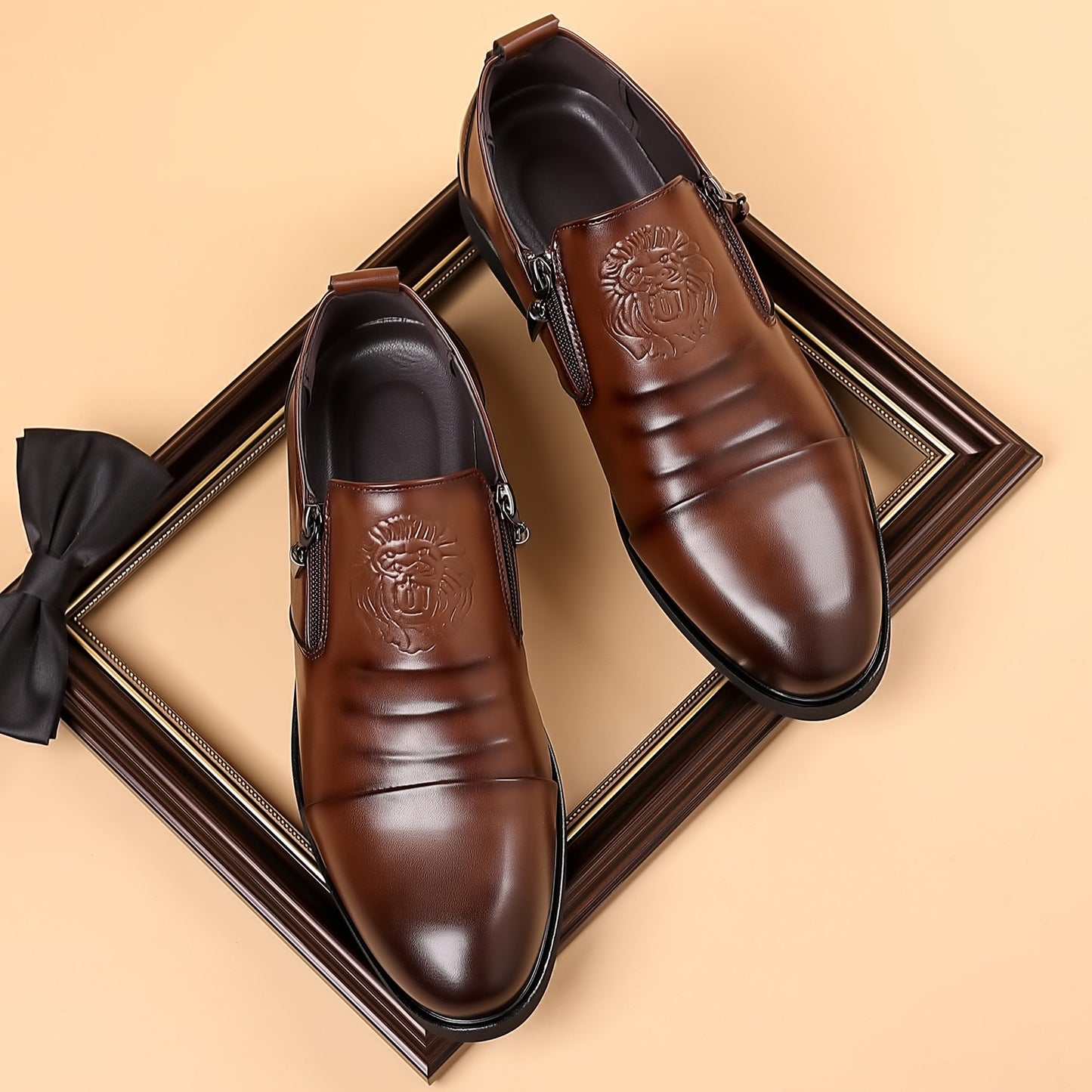 Zniżka ograniczona czasowo【39-48】 Ekskluzywne skórzane buty męskie z motywem lwa – siła, styl i elegancja