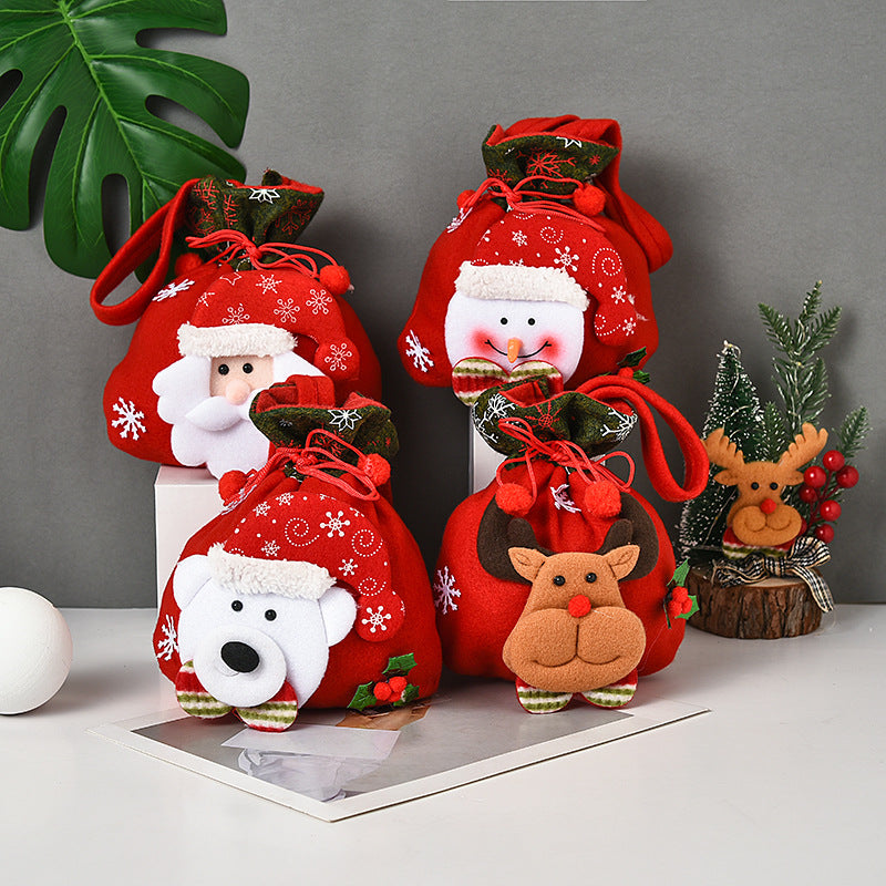 🎄🎁🔔【Zestaw 4 szt.】🦌🎅🏼Urocza torba prezentowa z motywem renifera i Mikołaja