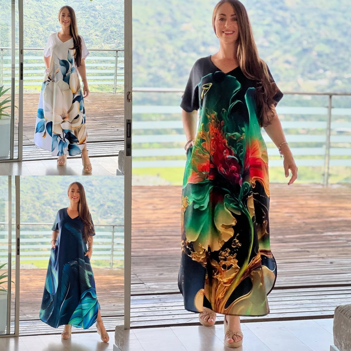 💐【S–5XL】2025 Europejska i amerykańska damska miękka i elegancka sukienka z mieszanki bawełny i jedwabiu, 🌷lekka i elegancka, 🌷smukła i wygodna, 🌷elegancka i komfortowa