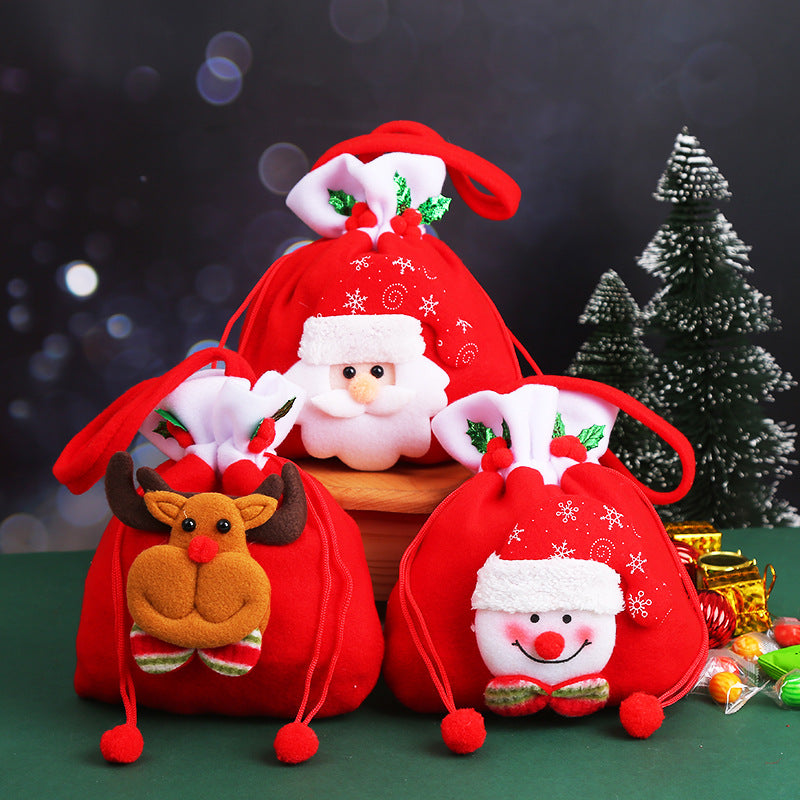 🎄🎁🔔【Zestaw 4 szt.】🦌🎅🏼Urocza torba prezentowa z motywem renifera i Mikołaja