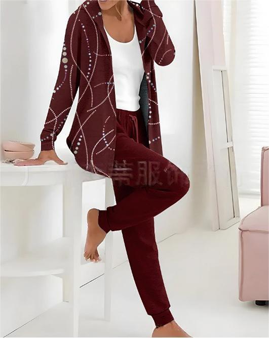š„ćS-3XLćš„Jesienno-zimowy damski dwuczÄÅciowy garnitur z nadrukiem, spodnie z dÅugim rÄkawem3824446