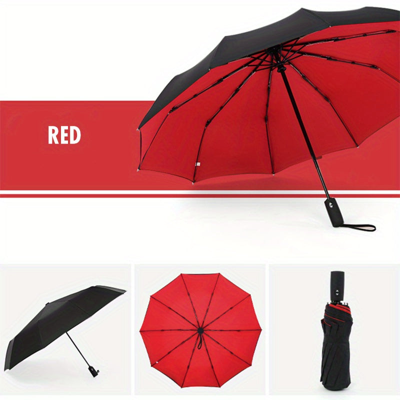 ☔ Dwuwarstwowy parasol automatyczny, wzmocniony, wiatroszczelny, nadający się do użytku zarówno podczas deszczowej, jak i słonecznej pogody.-3876439