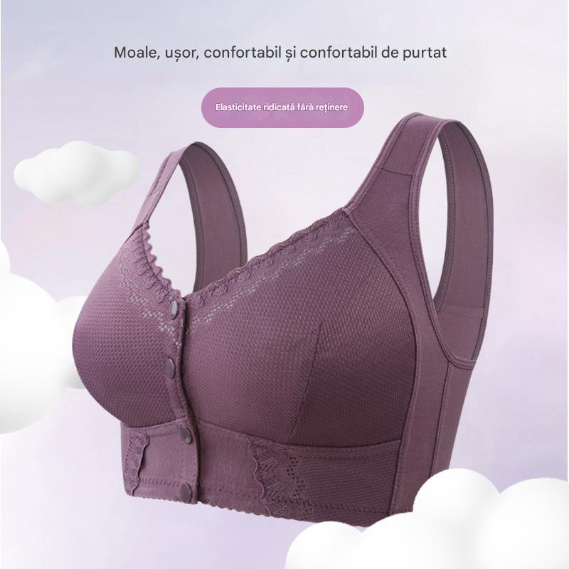 🎁(3 szt)💕🎁【45kg-155kg】Oversized oddychający biustonosz z miękkiej bawełny, zapinany z przodu na guziki