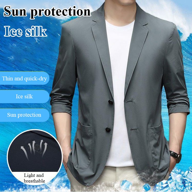 【50% zniżki】【M-5XL】Męska letnia kurtka biznesowa Ice Silk oddychająca--3905875