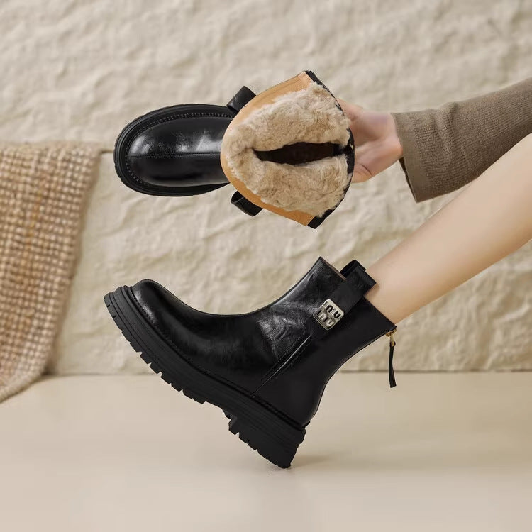 🔥👢【35-40】2024 zimowe nowe modne damskie buty Martin w stylu Retro z naturalnej skóry