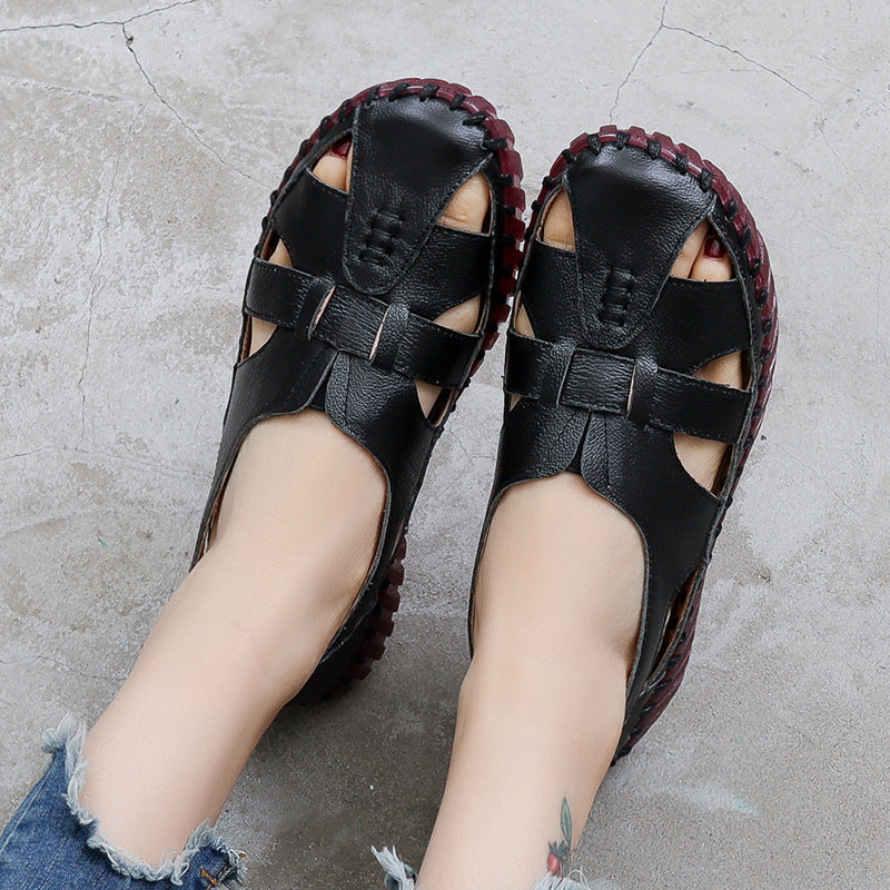 🌈✨【35-41】2025 Wiosna nowe modne codzienne damskie płaskie sandały, wygodne, oddychające i miękkie