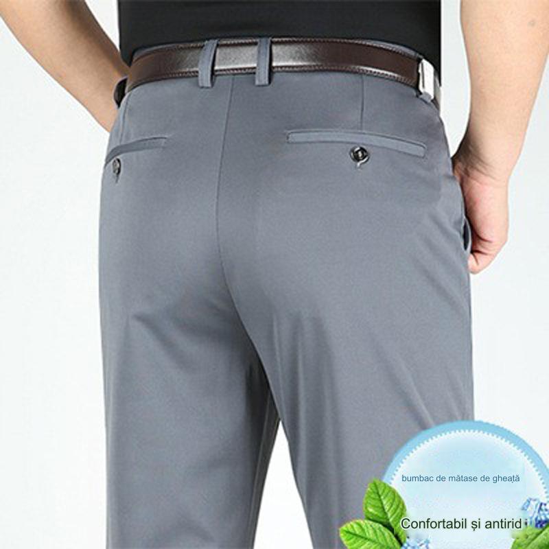 ššWiosenne i letnie mÄskie spodnie biznesowe typu slim-fit, casual, z prostymi nogawkami i szerokimi nogawkami, bez koniecznoÅci prasowania-3673932