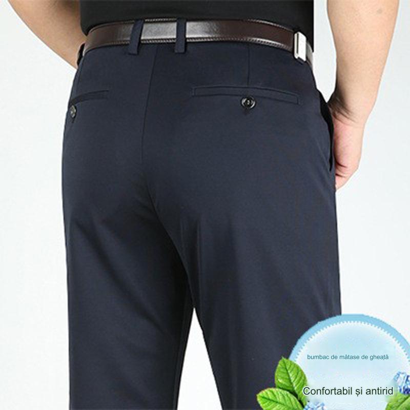 ššWiosenne i letnie mÄskie spodnie biznesowe typu slim-fit, casual, z prostymi nogawkami i szerokimi nogawkami, bez koniecznoÅci prasowania-3673932