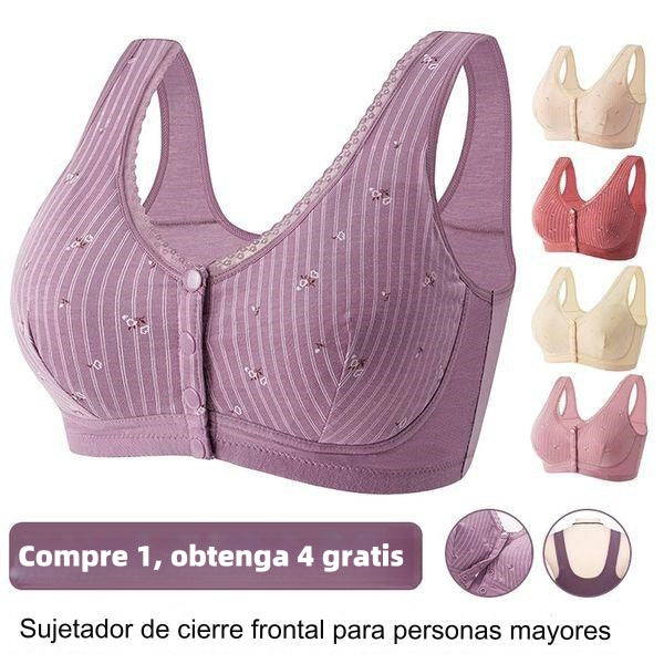 🔥【Paquete de 5】👙✨ Sujetador suave sin aros con cierre frontal: cómodo y transpirable.