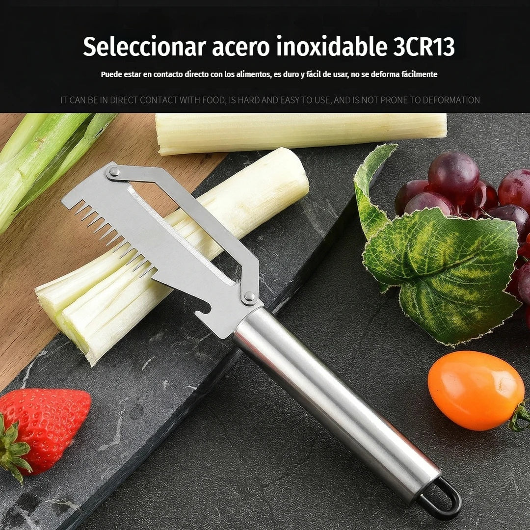 ✅【¡Compra 2 y llévate 2 gratis!】🧅🔪 Pelador de cocina multifuncional 3 en 1: ¡Pela, corta y abre tapones de botellas! 🔥