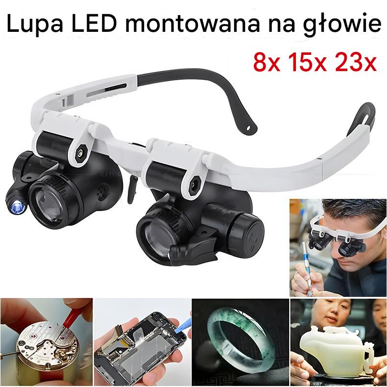🔍🔥Lupa do okularów 8x 15x 23x ze światłem optycznym LED. Nadaje się do mechanicznych narzędzi do naprawy zegarków, naprawy, grawerowania, oceny biżuterii antycznej
