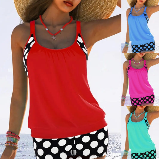 🏖️✨【S-5XL】【Nowość letnia】 Damski kostium kąpielowy w kropki z szelkami w dużych rozmiarach 2025 modny, wygodny i szybkoschnący