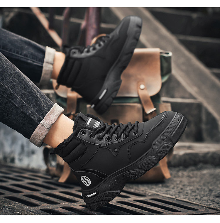 🔥🎉 【39-44】2024 nowa zimowa moda męska wszechstronne i modne aksamitne buty Martin z grubą podeszwą-3815329