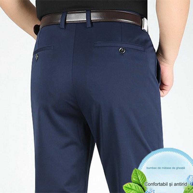 ššWiosenne i letnie mÄskie spodnie biznesowe typu slim-fit, casual, z prostymi nogawkami i szerokimi nogawkami, bez koniecznoÅci prasowania-3673932