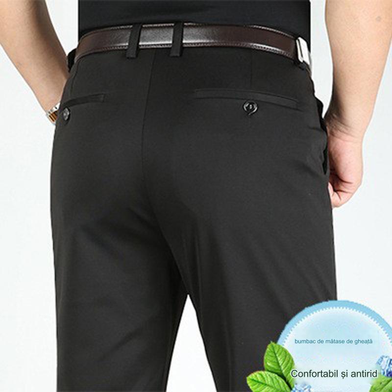 ššWiosenne i letnie mÄskie spodnie biznesowe typu slim-fit, casual, z prostymi nogawkami i szerokimi nogawkami, bez koniecznoÅci prasowania-3673932
