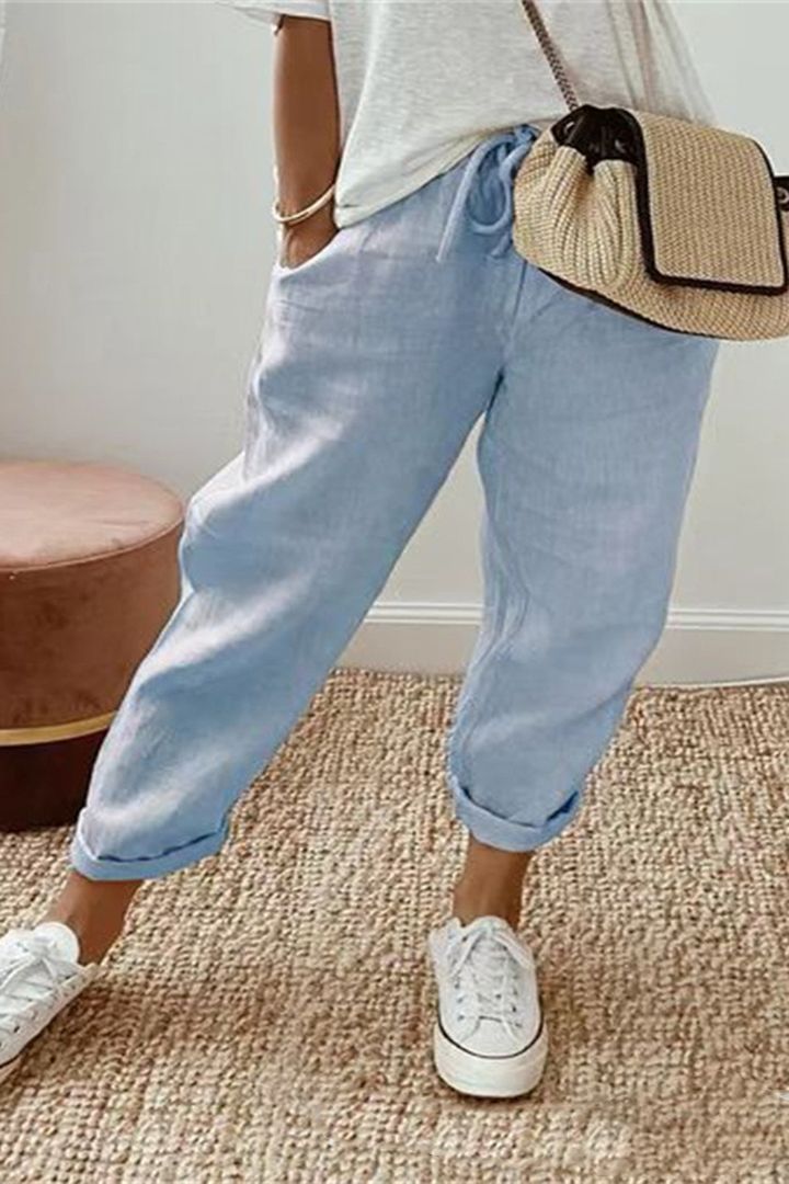 🌿🌈【S-3XL】Wiosenna nowa moda damska bawełna i len casualowe spodnie w wielu kolorach