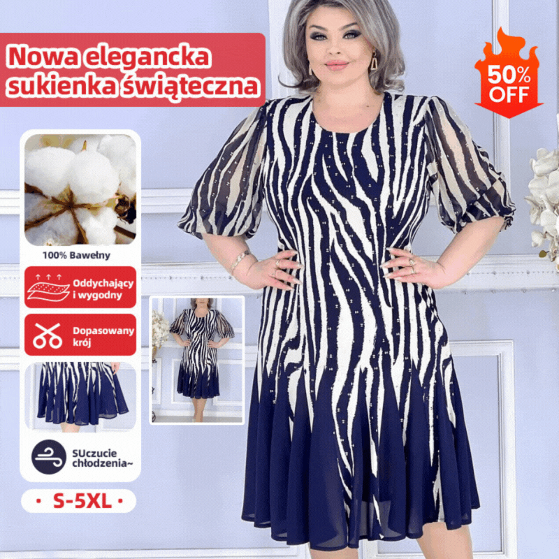 Duży rabat 💙🌸【S-5XL】2025 lato najlepiej sprzedająca się nowa elegancka i modna sukienka, wysokiej jakości tkanina szyfonowa