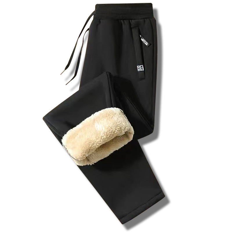 👖【M-5XL】2024 moda zimowa męska zagęszczone ciepłe sportowe spodnie na co dzień z wełny jagnięcej-3821876