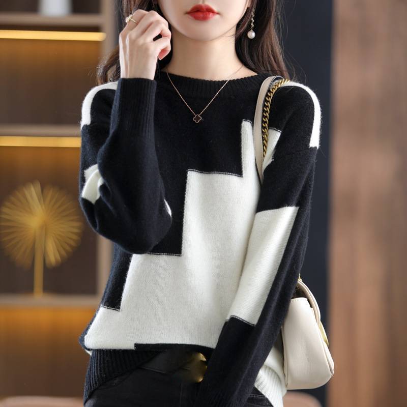 ☃️🎉【S-3XL】2024 nou pulover de cașmir de toamnă și iarnă, pulover scurt de lână, cu gât rotund, tricot, pulover largi-3835994