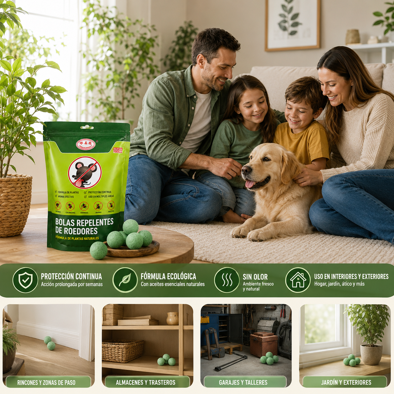 🌿✨【50 bolas】Potentes bolas repelentes de roedores e insectos, con ingredientes de origen vegetal, seguras para humanos y mascotas.✅️Pago contra entrega
