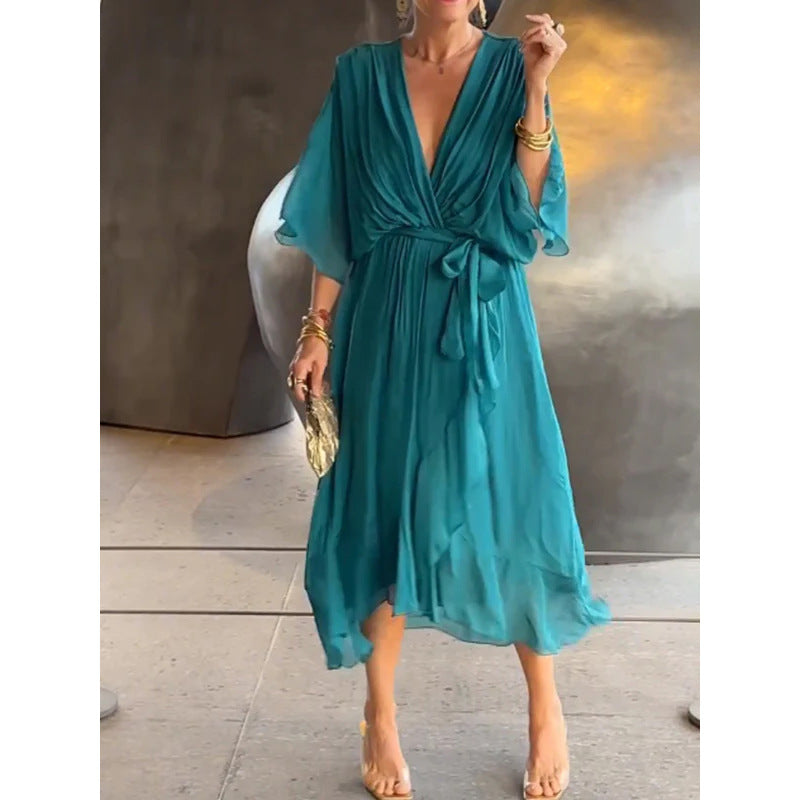 💟👗【S-5XL】Letnia prosta, elegancka, zwiewna sukienka z szyfonu – modna i elegancka