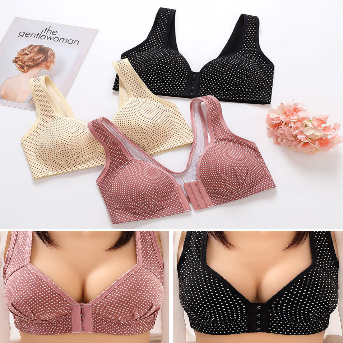 🌟【3 sztuki】Wysokiej jakości bezszwowy biustonosz push-up, modny i seksowny3815243
