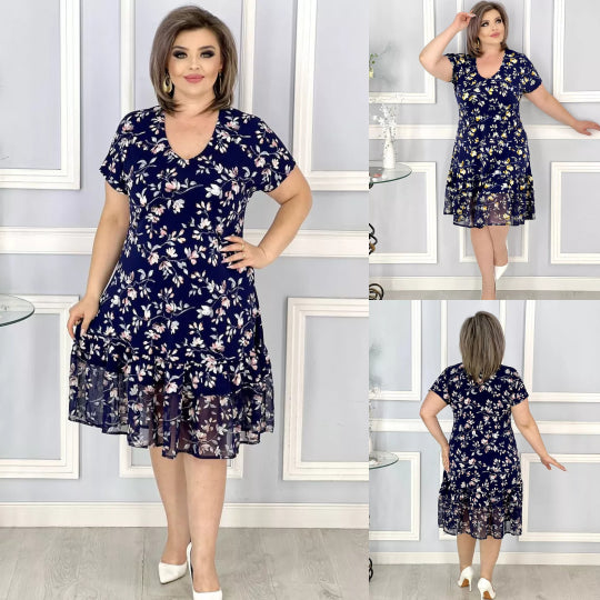 💟【S-5XL】👗Nowa modna i elegancka sukienka w kwiatowy print-3650036