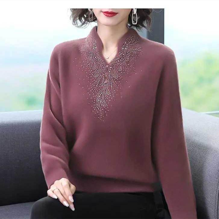 🍁🔥【M-5XL】Нов едноцветен пуловер с дебело V-образно деколте от 2025 г.