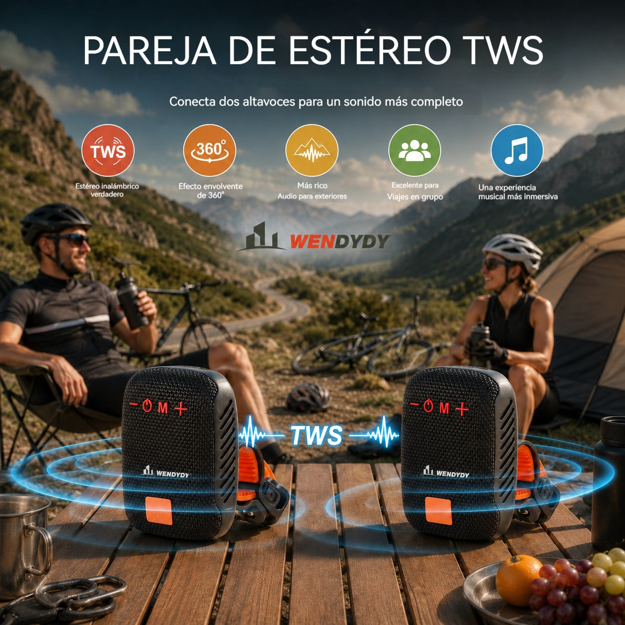 🚴♂️🎵 Altavoz Bluetooth impermeable para bicicleta – IPX5, estéreo TWS, llamadas manos libres. Montaje seguro, alcance de 70 m. ¡Pedalea con ritmo! 🔊✨
