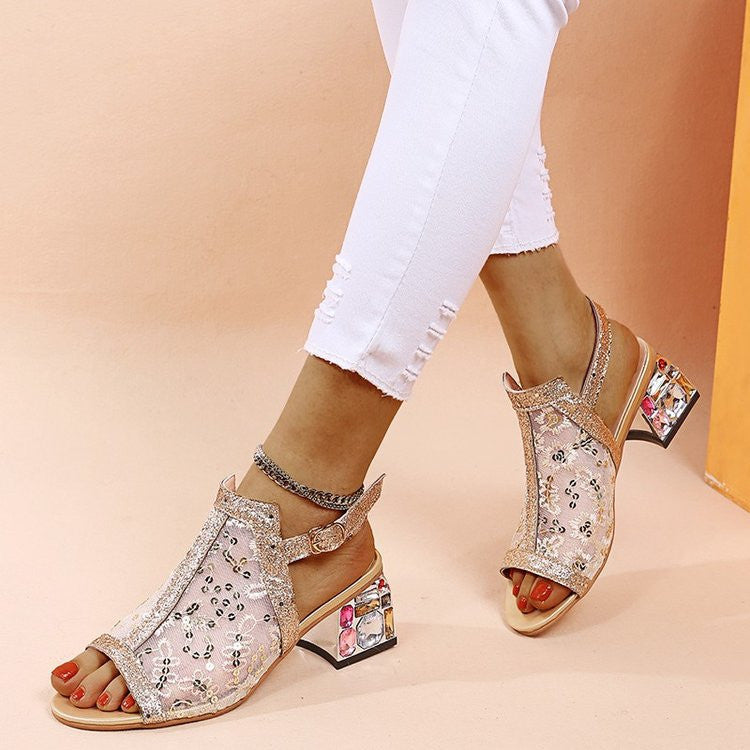 ✨🌈【Nowości letnie】【35-43】2025 Modne eleganckie sandały damskie z kryształkami w kształcie ryby