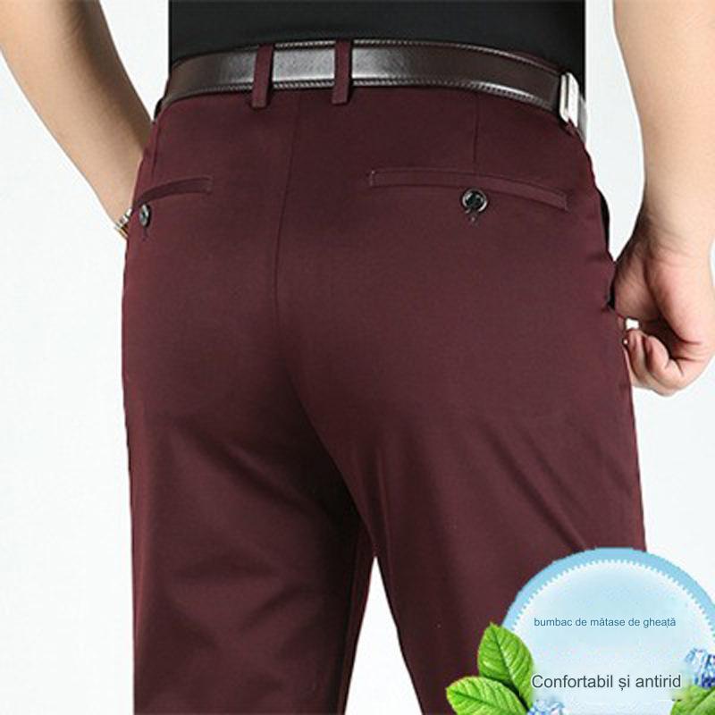 ššWiosenne i letnie mÄskie spodnie biznesowe typu slim-fit, casual, z prostymi nogawkami i szerokimi nogawkami, bez koniecznoÅci prasowania-3673932