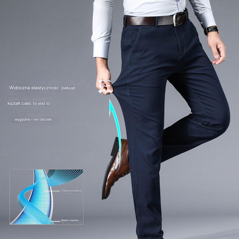 ššWiosenne i letnie mÄskie spodnie biznesowe typu slim-fit, casual, z prostymi nogawkami i szerokimi nogawkami, bez koniecznoÅci prasowania-3673932