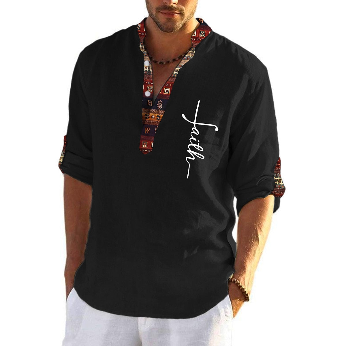 💥👔【49% zniżki 🔥】【S-3XL】Męski T-shirt w dużym rozmiarze z bawełny, koszulka z dekoltem w serek