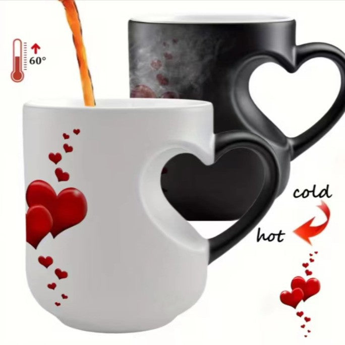 📢📢50% zľava!!! ⏰ Valentínsky keramický hrnček s rúčkou v tvare srdca, ktorá mení farbu💝✨