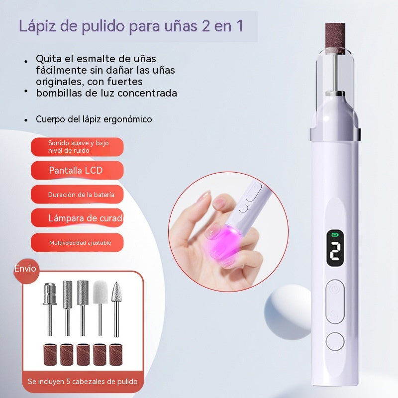 💅Lima de uñas eléctrica 2 en 1 con lámpara LED (lámpara de secado + 5 cabezales de pulido) ✅️Pago contra entrega