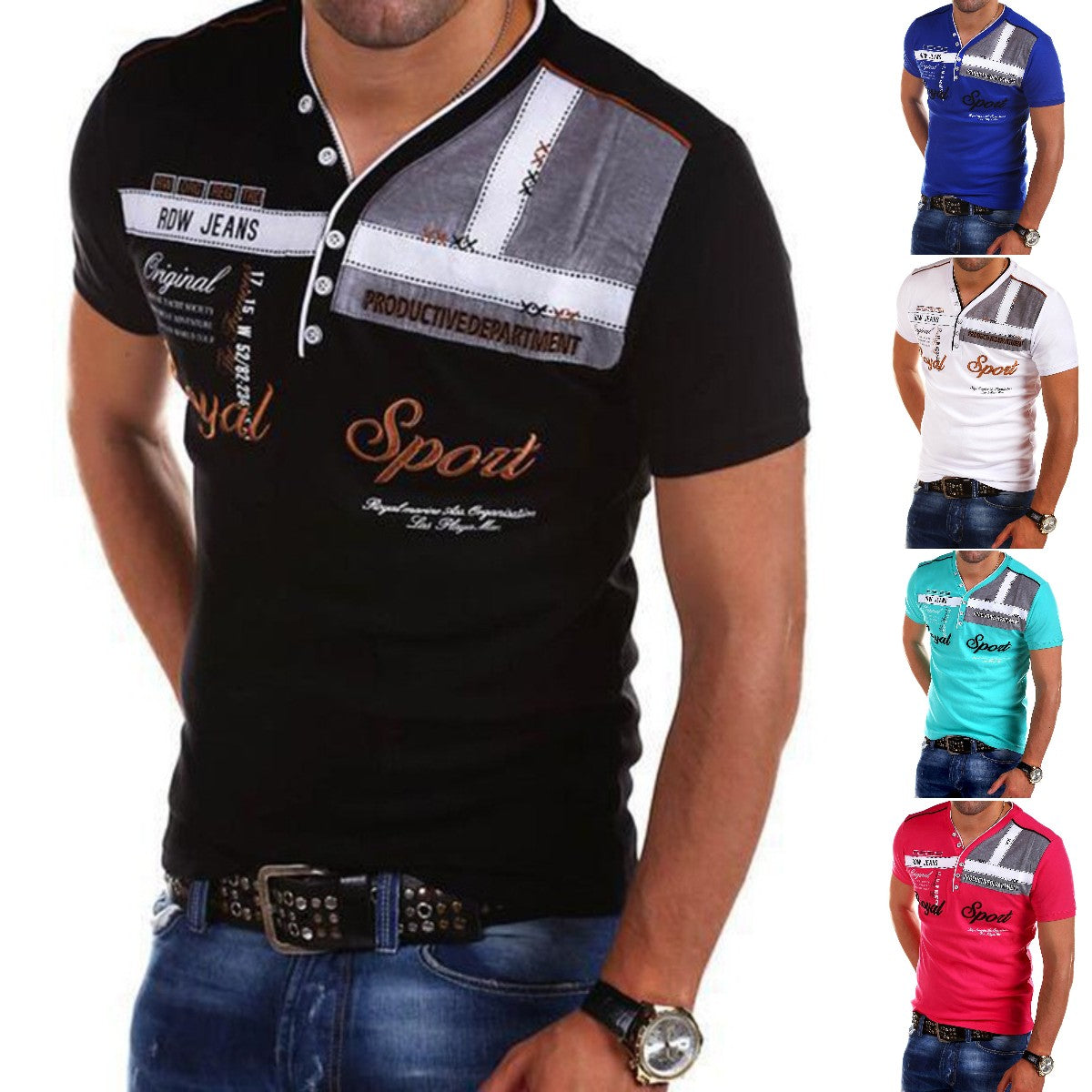 š„ćS-4XLć, Lekka mÄska koszula z krótkim rÄkawem i dekoltem w serek, NowoÅÄ Lato 2025