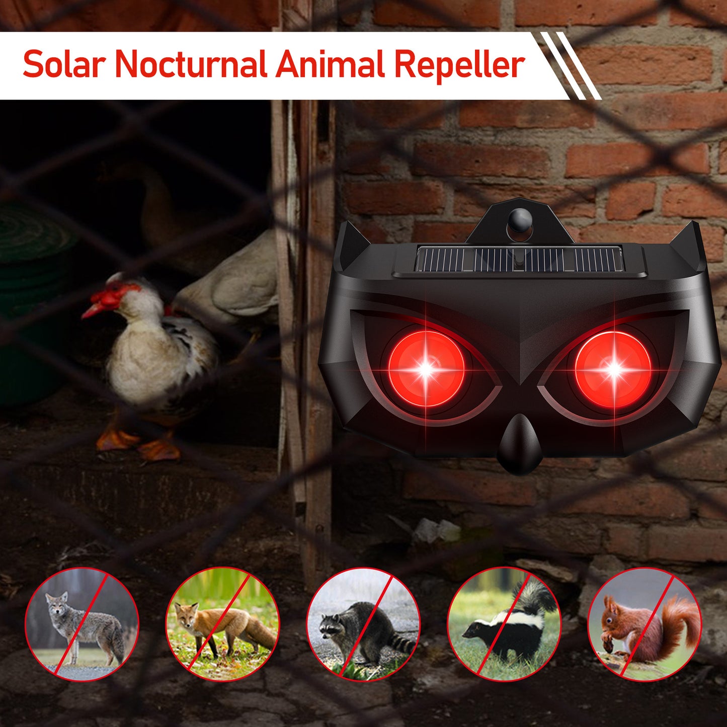 🔥🔥Ogród rybny Pole ryżowe Solarny odstraszacz ptaków Dźwięk i światło Alarm