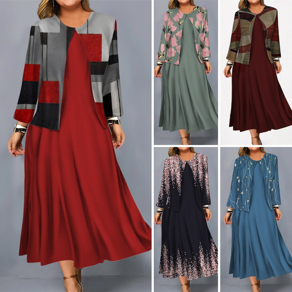 【S-3XL】2025 Nowa sukienka w kwiaty Krótka kurtka Modny garnitur na co 3907851