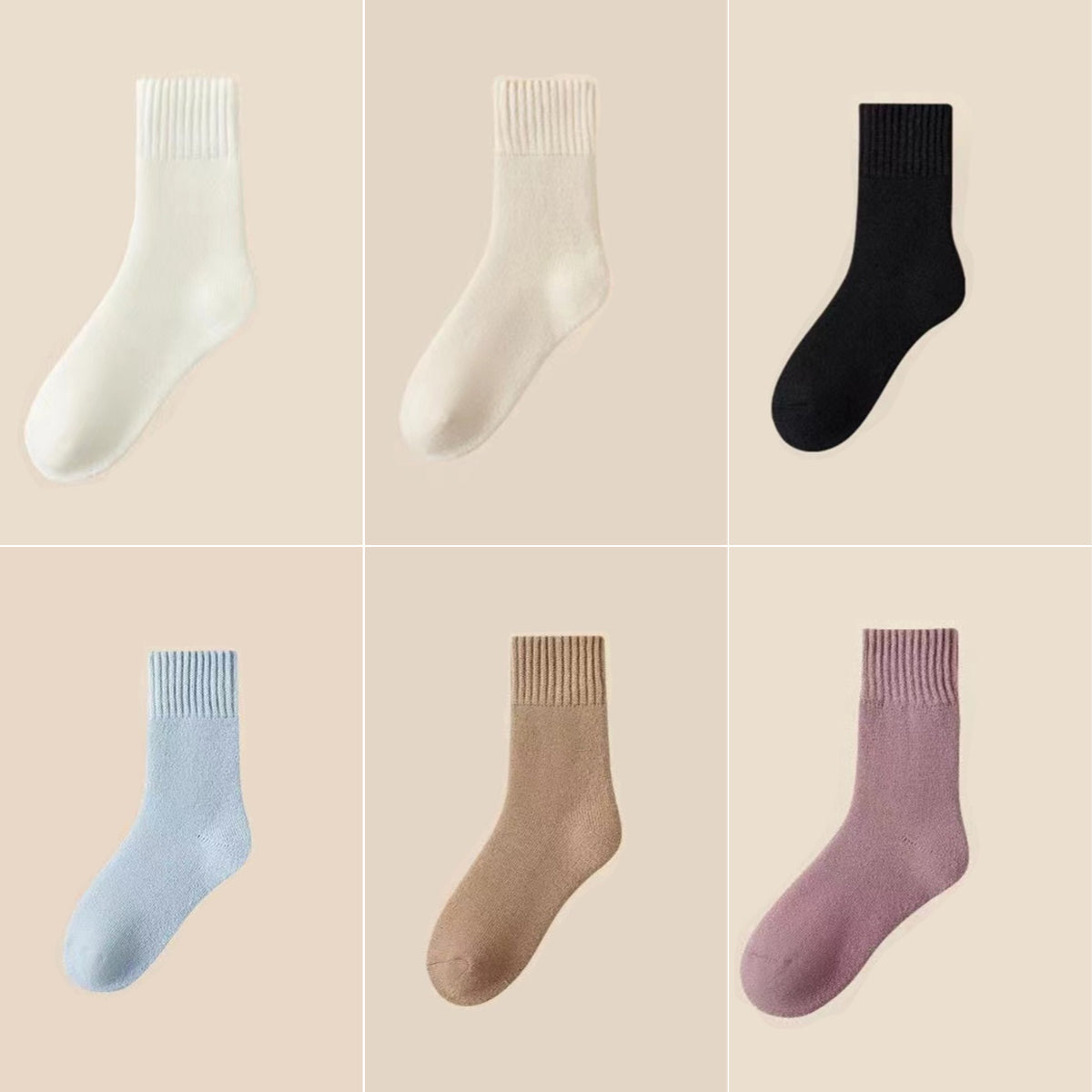 🔥🧦 【Balenie 6 párov】Zimné zateplené vlnené ponožky - extra hrubé, teplé a vysoko elastické
