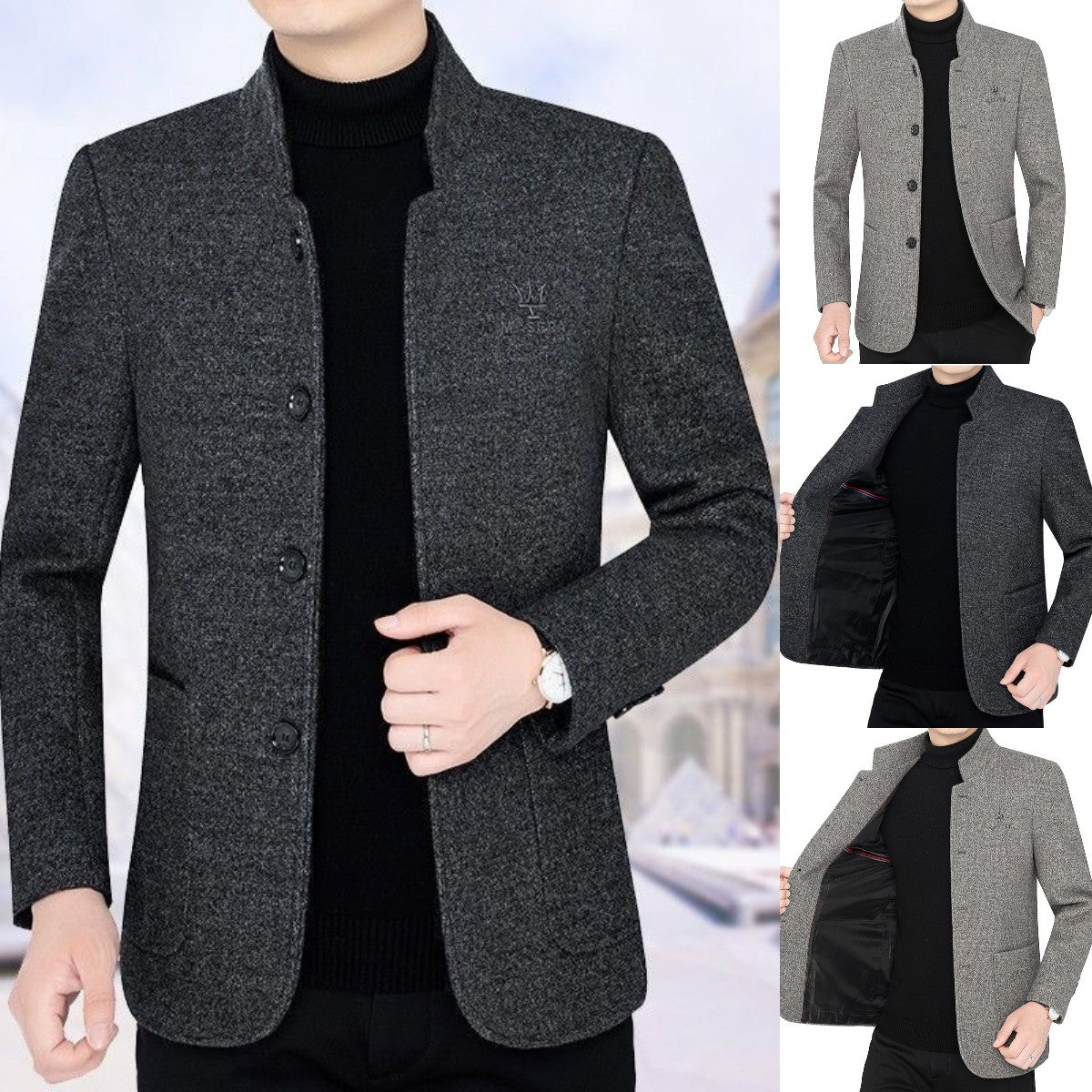🍂🔥【M-4XL】🔥2025 nowa swobodna kurtka z klapami męska jesienna i zimowa aksamitna, pogrubiona wełniana bluza