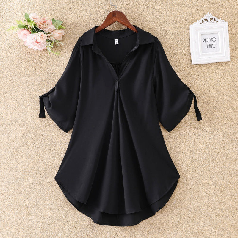 ✨💗【Ograniczona ilość sztuk🔥】【S-3XL】2025 Nowa modna elegancka luźna swobodna koszula z szyfonu w jednolitym kolorze