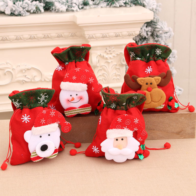 🎄🎁🔔【Zestaw 4 szt.】🦌🎅🏼Urocza torba prezentowa z motywem renifera i Mikołaja