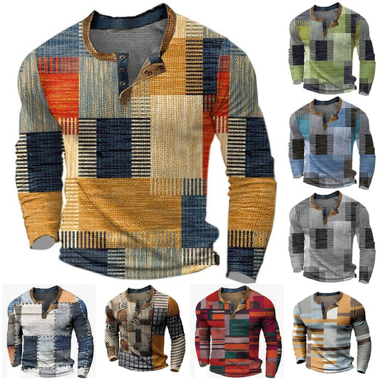 【S-4XL】Męska koszulka polo z długim rękawem i nadrukiem3898733